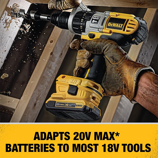 Dewalt 18V to 20V Max Cordless Battery Adapter DCA1820 with 18V Drill