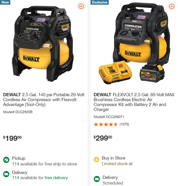 Dewalt 20V Max vs FlexVolt Cordless Air Compressors