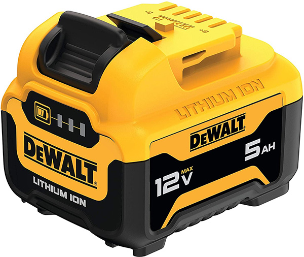 Dewalt DCB126 12V Max 5Ah Cordless Power Tool Battery Angled