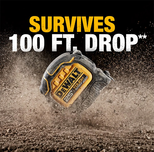 Dewalt ToughSeries Tape Measure 100 Foot Drop Resistance