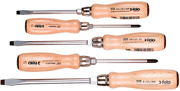 Felo Wood-Handle Screwdriver Set