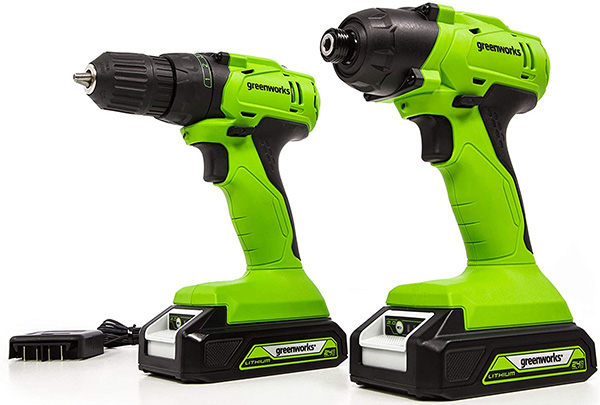 Greenworks 24V Max Cordless Drill and Impact Driver Combo Kit with Brushed Motors