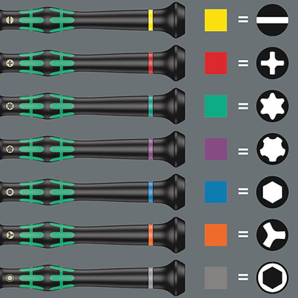 Kraftform Micro Big Pack 1 Precision Screwdriver Set - Color Coding