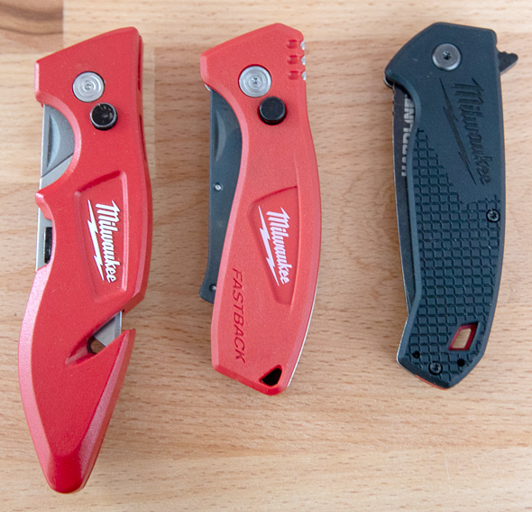 Milwaukee Compact Fastback Utility Knife Compared to Fastback Knife and Hardline Folding Knife