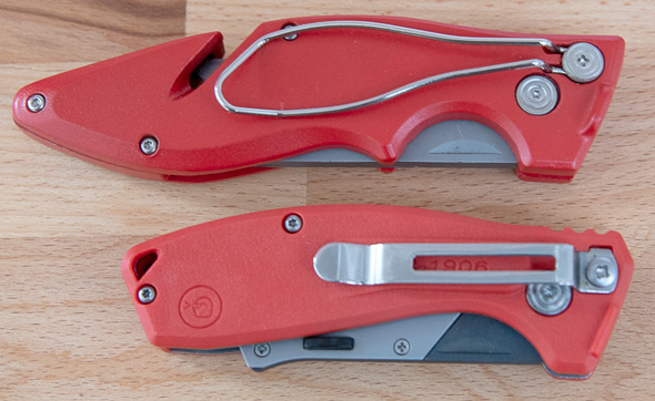 Milwaukee Compact Fastback Utility Knife vs fastback Utility Knife, Pocket Clip Side