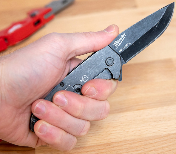 Milwaukee Hardline Pocket Knife Shown in-Hand