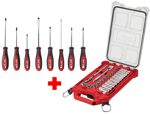 Milwaukee Mechanics Tool Set with Packout Case and Screwdriver Assortment Bundle