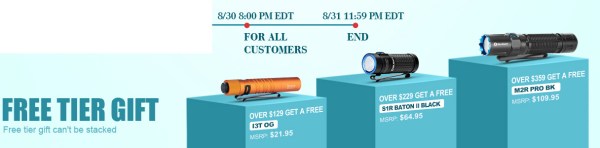 Olight Flash Sale August 2021 Free Gift Tier