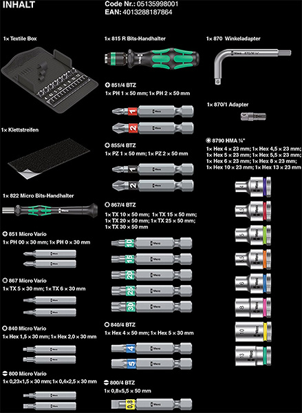 Wera Advent Calendar 2017 Contents