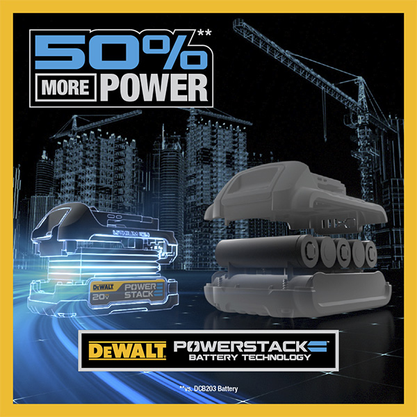 Dewalt PowerStack Cordless Power Tool Battery Power Benefit