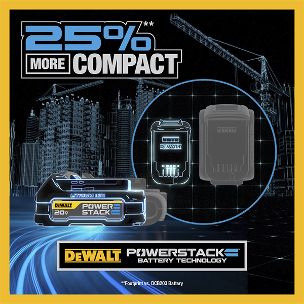 Dewalt PowerStack Cordless Power Tool Battery Size Benefit