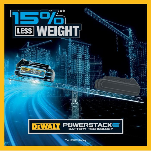 Dewalt PowerStack Cordless Power Tool Battery Weight Benefit